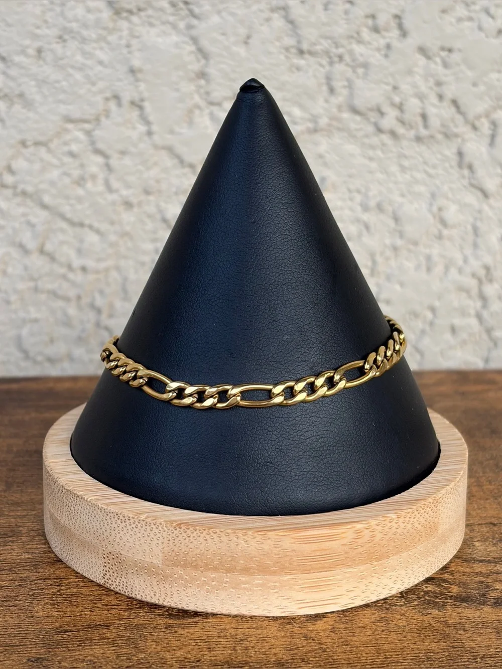 JCM Stainless Steel Gold Overlay Figaro Chain Bracelet